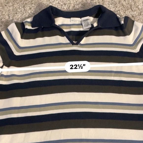 White Stag Fine Knit Striped Collared Short Sleeve Sweater Sz 18/20 EUC - Picture 4 of 9